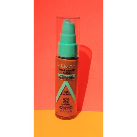 Almay Clear Complexion Acne Foundation 800 Caramel Makeup Sensitive Skin Teens 1 - Picture 1 of 16